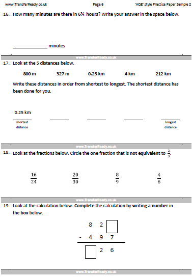 AQE Transfer Test Step2 FREE sample paper | TransferReady